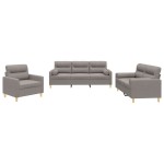 vidaXL Set de canapele cu perne, 3 piese, gri taupe, textil vidaXL Set de canapele cu perne, 3 piese, gri taupe, textil