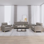 vidaXL Set de canapele cu perne, 3 piese, gri taupe, textil vidaXL Set de canapele cu perne, 3 piese, gri taupe, textil