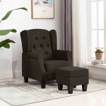 vidaXL Fotoliu cu taburet pentru picioare, maro închis material textil vidaXL Fotoliu cu taburet pentru picioare, maro închis material textil