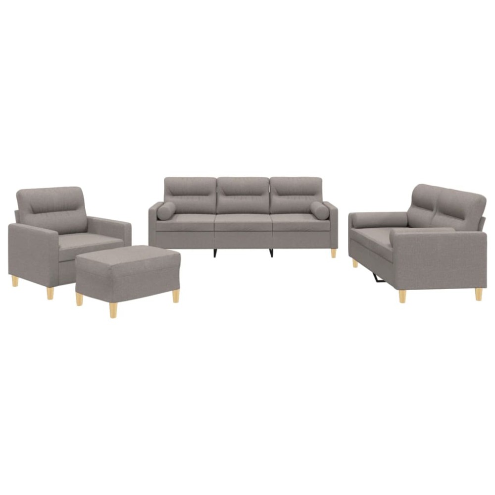 vidaXL Set de canapele cu perne, 4 piese, gri taupe, textil
