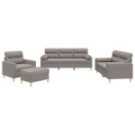 vidaXL Set de canapele cu perne, 4 piese, gri taupe, textil