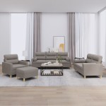 vidaXL Set de canapele cu perne, 4 piese, gri taupe, textil