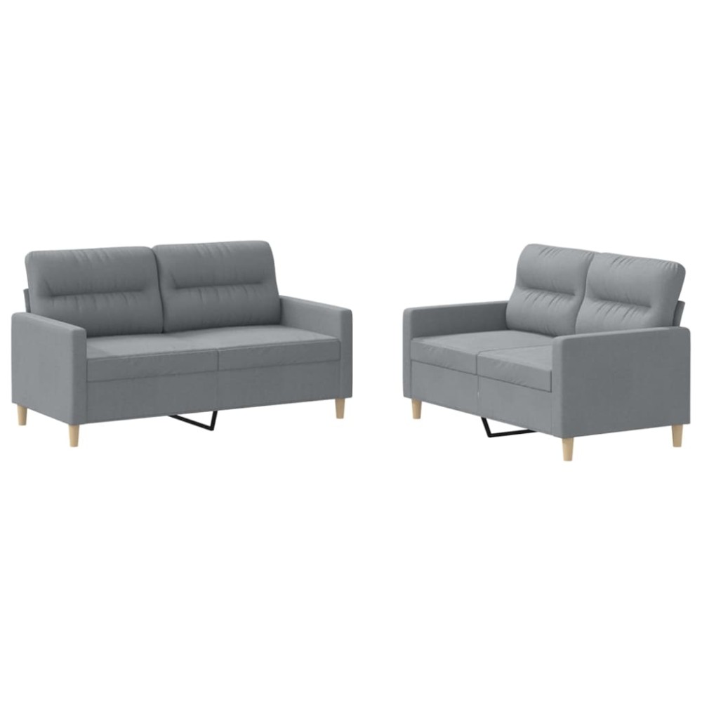 vidaXL Set de canapele cu perne, 2 piese, gri deschis, textil