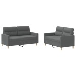 vidaXL Set de canapele cu perne, 2 piese, gri închis, textil