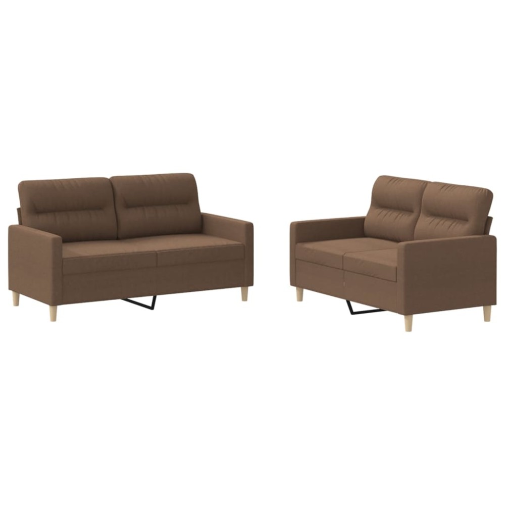vidaXL Set de canapele cu perne, 2 piese, maro, textil