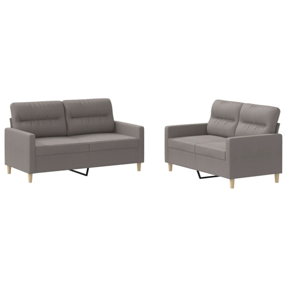 vidaXL Set de canapea cu perne, 2 piese, gri taupe, material textil