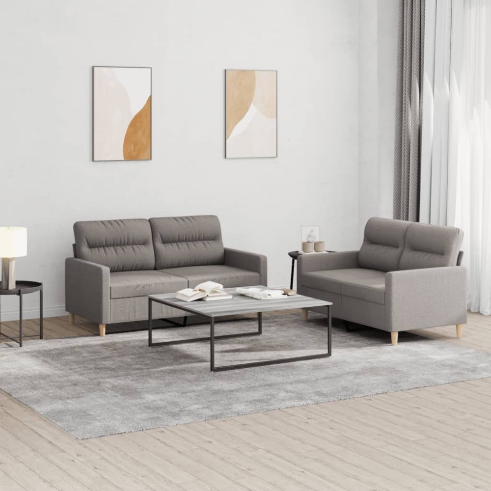 vidaXL Set de canapea cu perne, 2 piese, gri taupe, material textil