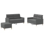 vidaXL Set de canapele cu perne, 3 piese, gri închis, textil vidaXL Set de canapele cu perne, 3 piese, gri închis, textil