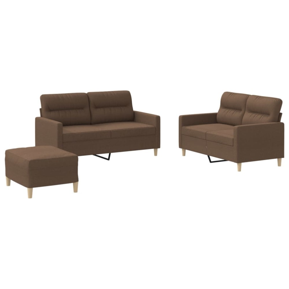 vidaXL Set de canapele cu perne, 3 piese, maro, textil