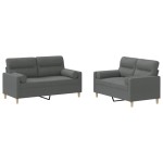 vidaXL Set de canapele cu perne, 2 piese, gri închis, material textil vidaXL Set de canapele cu perne, 2 piese, gri închis, material textil