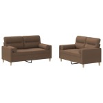 vidaXL Set de canapele cu perne, 2 piese, maro, textil vidaXL Set de canapele cu perne, 2 piese, maro, textil