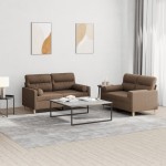 vidaXL Set de canapele cu perne, 2 piese, maro, textil vidaXL Set de canapele cu perne, 2 piese, maro, textil