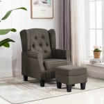 vidaXL Fotoliu cu taburet pentru picioare, gri taupe, material textil vidaXL Fotoliu cu taburet pentru picioare, gri taupe, material textil
