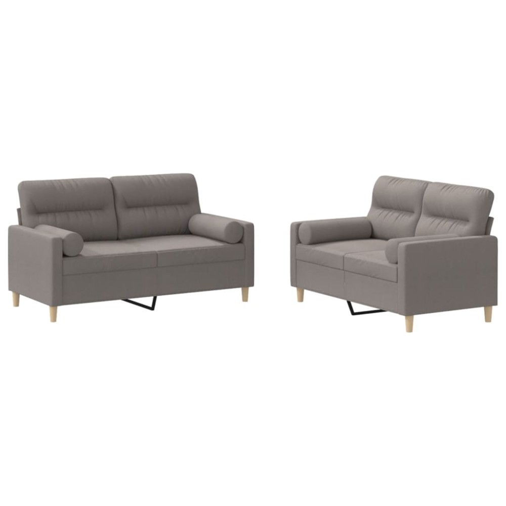 vidaXL Set de canapele cu perne, 2 piese, gri taupe, textil
