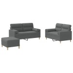 vidaXL Set de canapele cu perne, 3 piese, gri închis, textil vidaXL Set de canapele cu perne, 3 piese, gri închis, textil