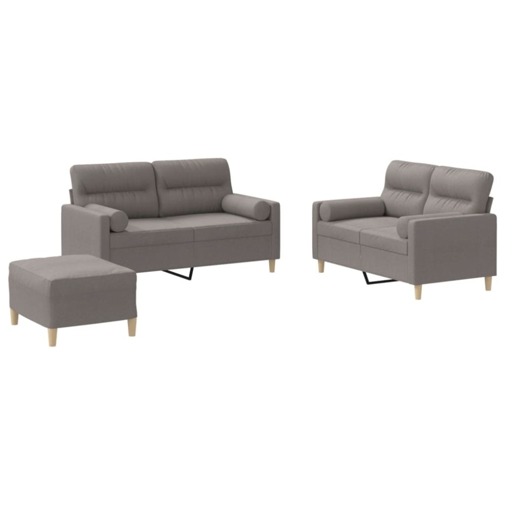 vidaXL Set de canapele cu perne, 3 piese, gri taupe, textil