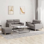 vidaXL Set de canapele cu perne, 3 piese, gri taupe, textil vidaXL Set de canapele cu perne, 3 piese, gri taupe, textil