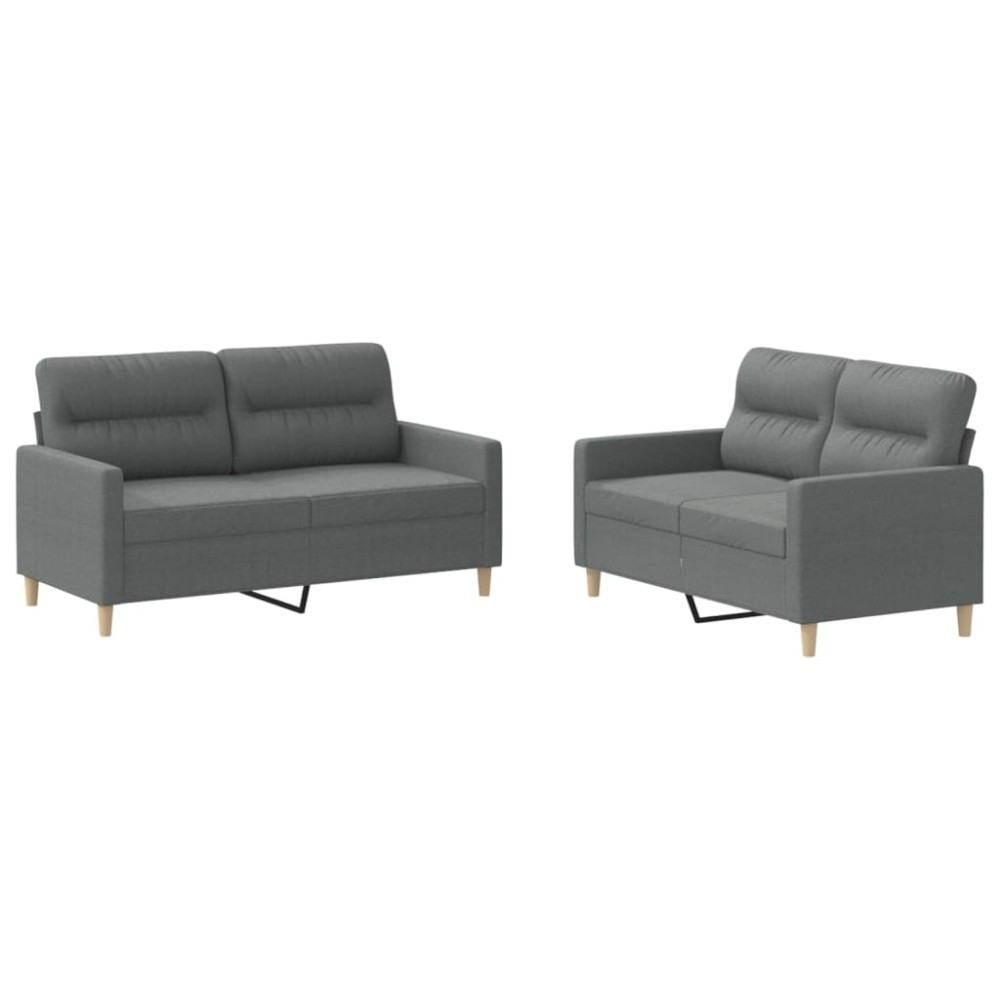 vidaXL Set de canapele cu perne, 2 piese, gri închis, textil