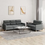 vidaXL Set de canapele cu perne, 2 piese, gri închis, textil vidaXL Set de canapele cu perne, 2 piese, gri închis, textil