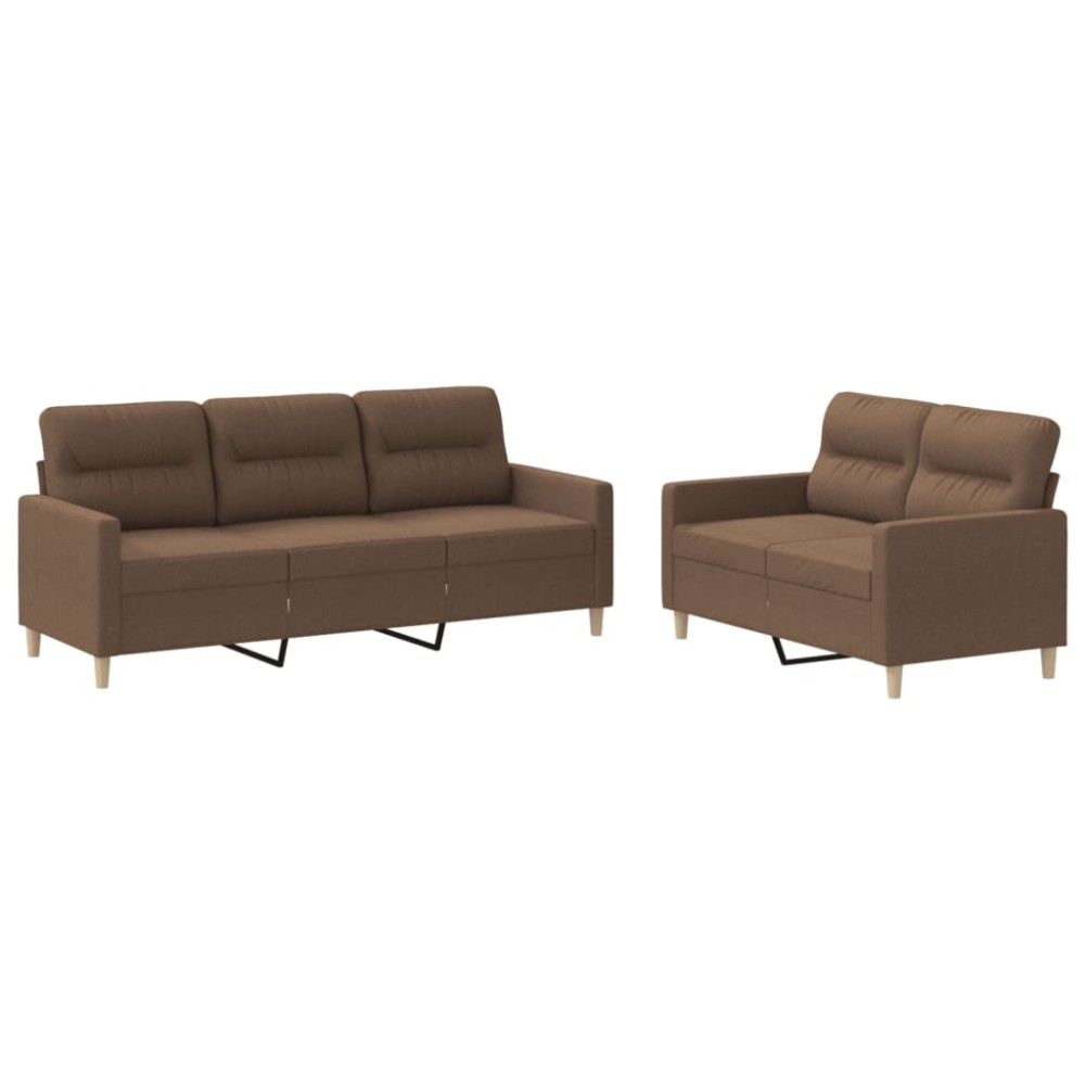 vidaXL Set de canapele cu perne, 2 piese, maro, textil