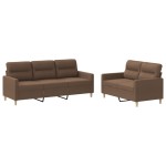vidaXL Set de canapele cu perne, 2 piese, maro, textil