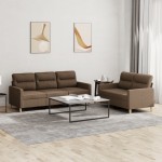 vidaXL Set de canapele cu perne, 2 piese, maro, textil