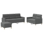 vidaXL Set de canapele cu perne, 3 piese, gri închis, textil