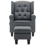 vidaXL Fotoliu de masaj cu taburet, gri deschis, material textil vidaXL Fotoliu de masaj cu taburet, gri deschis, material textil