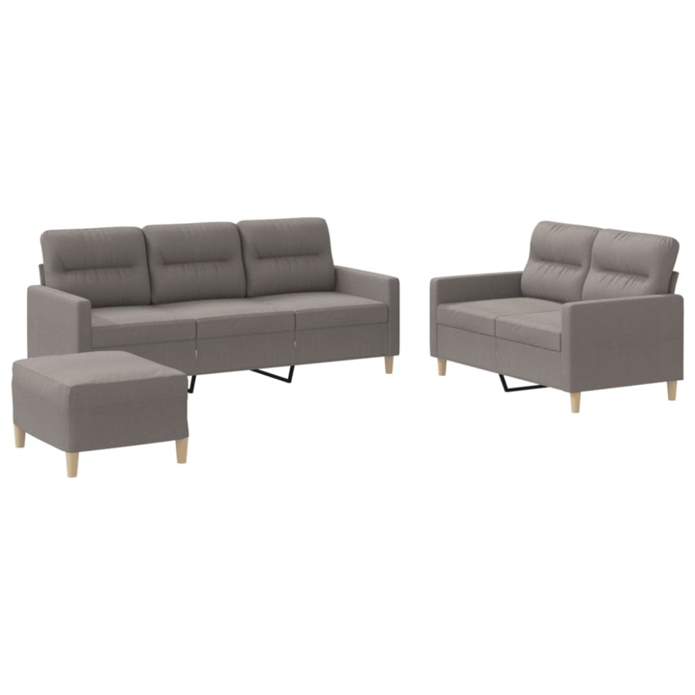 vidaXL Set de canapea cu perne, 3 piese, gri taupe, material textil