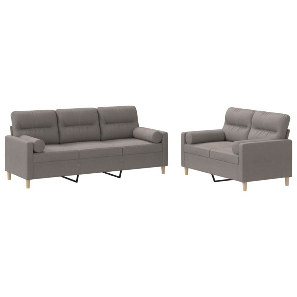 vidaXL Set de canapele cu perne, 2 piese, gri taupe, textil