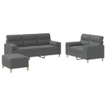 vidaXL Set de canapele cu perne, 3 piese, gri închis, textil vidaXL Set de canapele cu perne, 3 piese, gri închis, textil