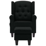vidaXL Fotoliu de masaj cu taburet, negru, material textil vidaXL Fotoliu de masaj cu taburet, negru, material textil