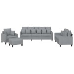 vidaXL Set de canapele cu perne, 4 piese, gri deschis, material textil vidaXL Set de canapele cu perne, 4 piese, gri deschis, material textil