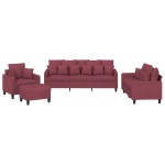 vidaXL Set canapea cu perne, 4 piese, roșu vin, material textil vidaXL Set canapea cu perne, 4 piese, roșu vin, material textil