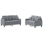 vidaXL Set de canapele cu perne, 2 piese, gri deschis, textil vidaXL Set de canapele cu perne, 2 piese, gri deschis, textil