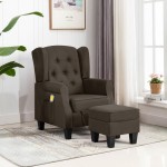 vidaXL Fotoliu de masaj cu taburet, maro, material textil vidaXL Fotoliu de masaj cu taburet, maro, material textil