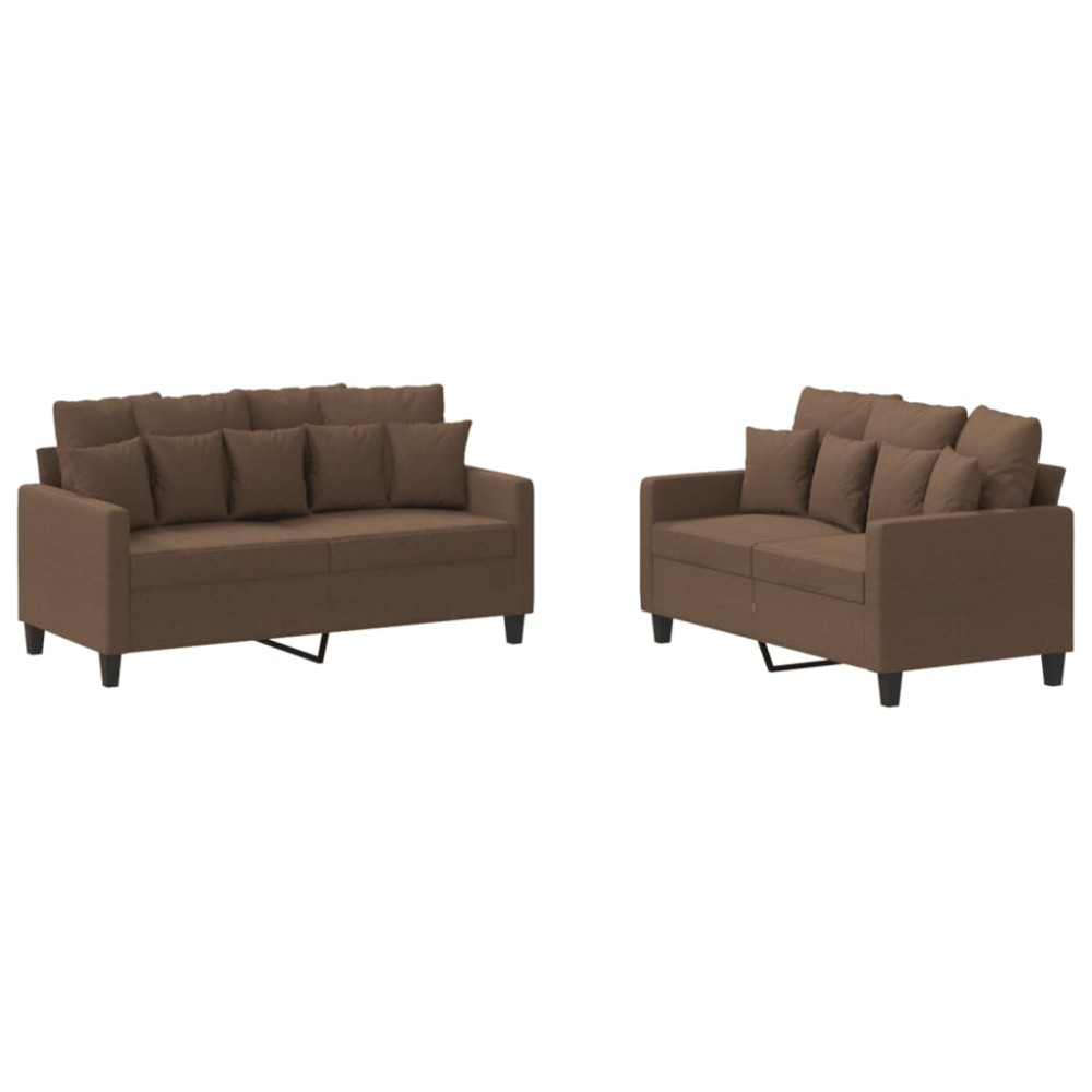 vidaXL Set de canapele cu perne, 2 piese, maro, textil