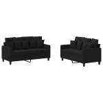 vidaXL Set de canapele cu perne, 2 piese, negru, textil