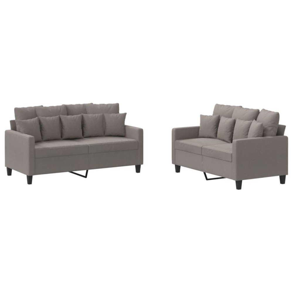 vidaXL Set de canapea cu perne, 2 piese, gri taupe, material textil