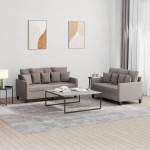 vidaXL Set de canapea cu perne, 2 piese, gri taupe, material textil vidaXL Set de canapea cu perne, 2 piese, gri taupe, material textil
