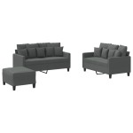 vidaXL Set de canapele cu perne, 3 piese, gri închis, textil vidaXL Set de canapele cu perne, 3 piese, gri închis, textil
