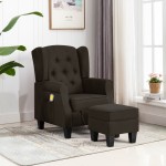 vidaXL Fotoliu de masaj cu taburet, maro închis, material textil vidaXL Fotoliu de masaj cu taburet, maro închis, material textil