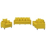 vidaXL Set de canapele cu perne, 3 piese, galben, catifea vidaXL Set de canapele cu perne, 3 piese, galben, catifea