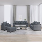 vidaXL Set de canapele cu perne, 4 piese, gri închis, catifea vidaXL Set de canapele cu perne, 4 piese, gri închis, catifea