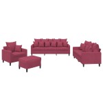 vidaXL Set canapele cu perne, 4 piese, roșu vin, catifea vidaXL Set canapele cu perne, 4 piese, roșu vin, catifea