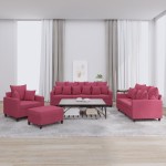 vidaXL Set canapele cu perne, 4 piese, roșu vin, catifea vidaXL Set canapele cu perne, 4 piese, roșu vin, catifea