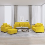 vidaXL Set de canapele cu perne, 4 piese, galben, catifea vidaXL Set de canapele cu perne, 4 piese, galben, catifea