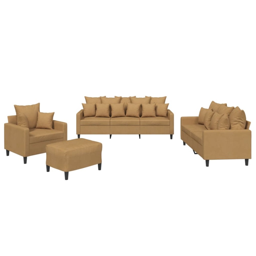 vidaXL Set de canapele cu perne, 4 piese, maro, catifea