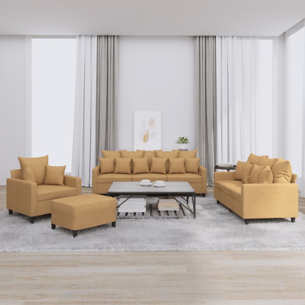 vidaXL Set de canapele cu perne, 4 piese, maro, catifea