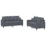 vidaXL Set de canapele cu perne, 2 piese, gri închis, catifea vidaXL Set de canapele cu perne, 2 piese, gri închis, catifea
